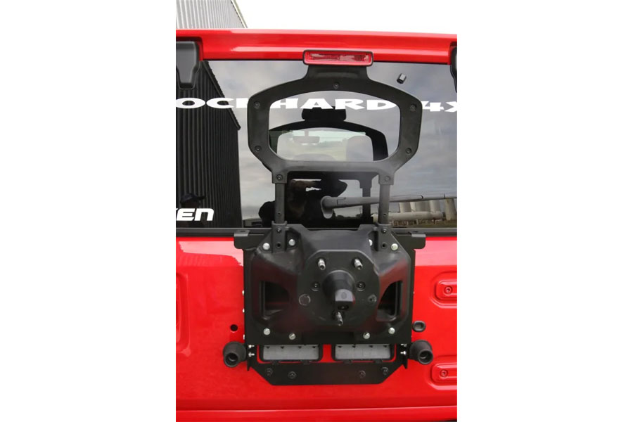 Rock Hard 4x4 Adjustable Spare Tire Carrier w/ CB Antenna Mount - JL