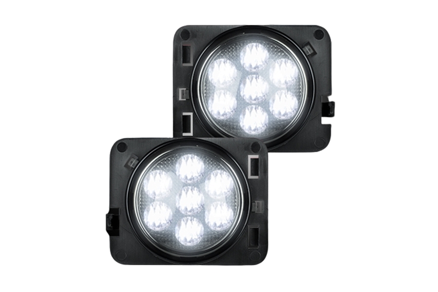 RECON Round Front Fender LED Lights - Smoked Lens - JK 