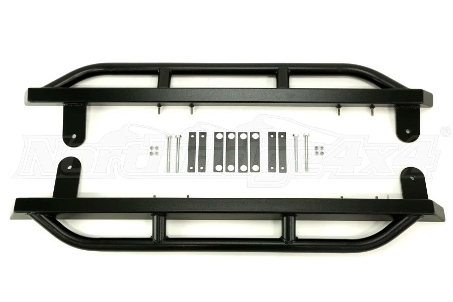 Rock Hard 4x4 Patriot Series Rocker Guards Tube Style - Angled Up - JK 2DR