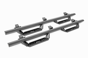 Rough Country Cab-Length AL2 Drop Steps - Black - JL 4Dr