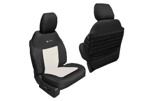 Bartact Tactical Bench Seat Cover, No Armrest - Black w/ White Vinyl - Bronco 4dr