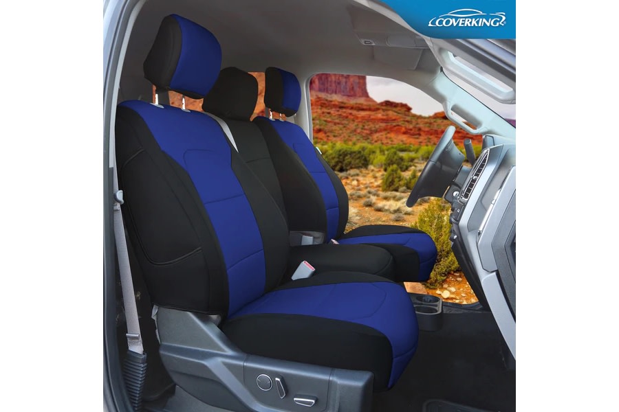 CoverKing Neoprene Front Seat Covers - Black/Blue  - JK 2Dr 2007-10