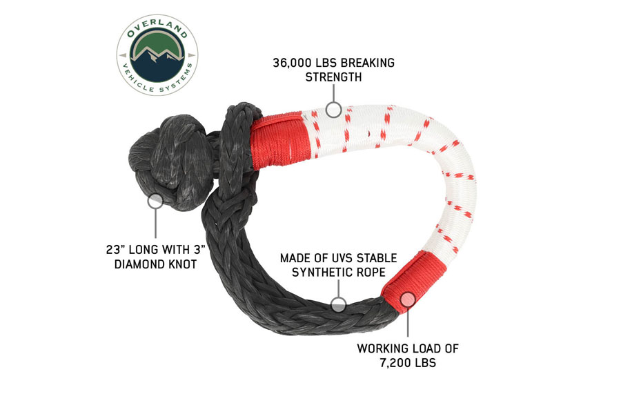 Overland Vehicle Systems Soft Shackle 3/8 x 23, 36 000 LB. w/ Loop and Abrasive Sleeve 