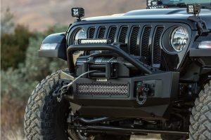 Go Rhino RockLine Front Stubby Bumper w/ OverRider Light Mount Bar - JT/JL/JK