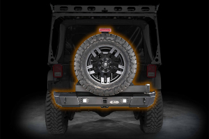 LOD Signature Series Armor Lite Gen 4 Shorty Rear Bumper w/Door Linked Tire Carrier and Rigid Cut Outs, Black - JK