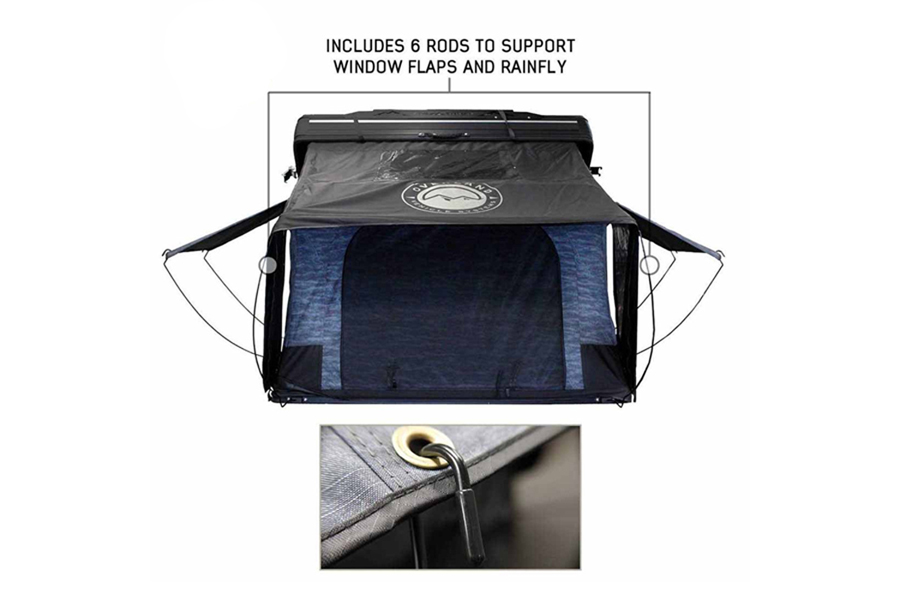 Overland Vehicle Systems XD Everest Cantilever Aluminum Hard Roof Top Tent 2 Person - Grey Body/Black Rainfly