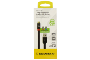 Scosche Reversible Micro USB Charge and Sync Cable - Black