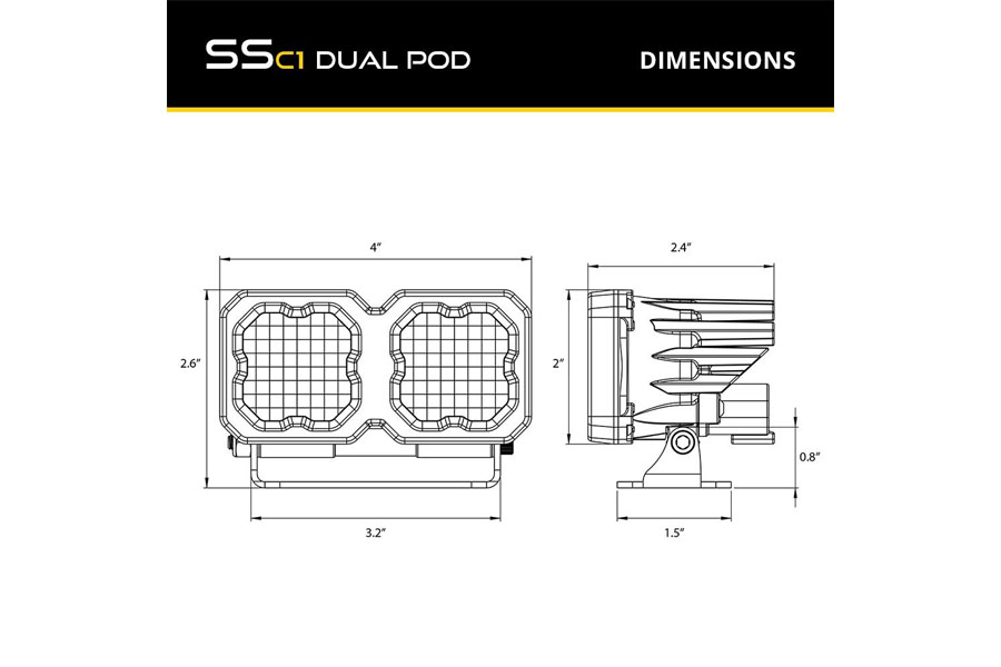 Diode Dynamics SSC1 Dual Infrared/White LED Pod, 850nm