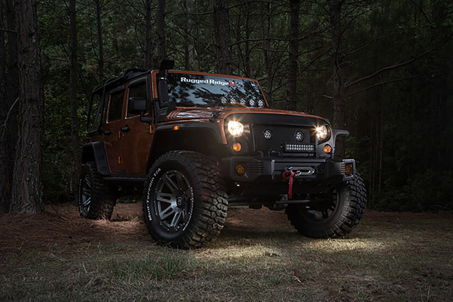 Rugged Ridge White LED Rock Light Kit with Harness, 4-pc - JT/JL/JK