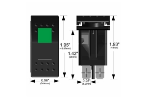 Bulldog Winch Rocker Switch ON/OFF 5-Pin, Green