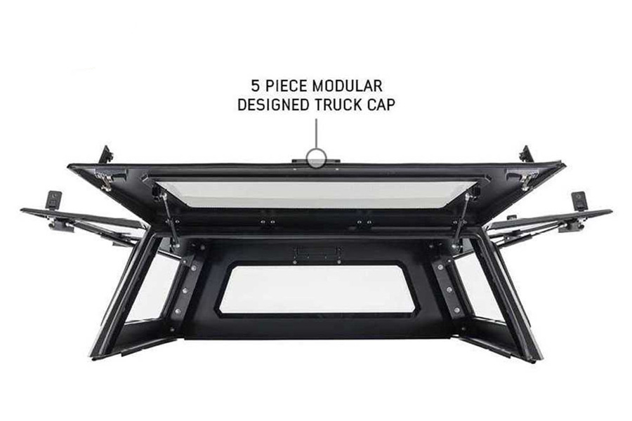 Overland Vehicle Systems Expedition Truck Cap w/Full Wing Doors, Front/Rear Windows, 3rd Brake Light - JT