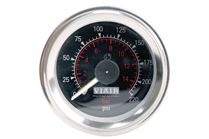 Viair 2.0 Inch Dual Needle Illuminated Gauge 220psi Black