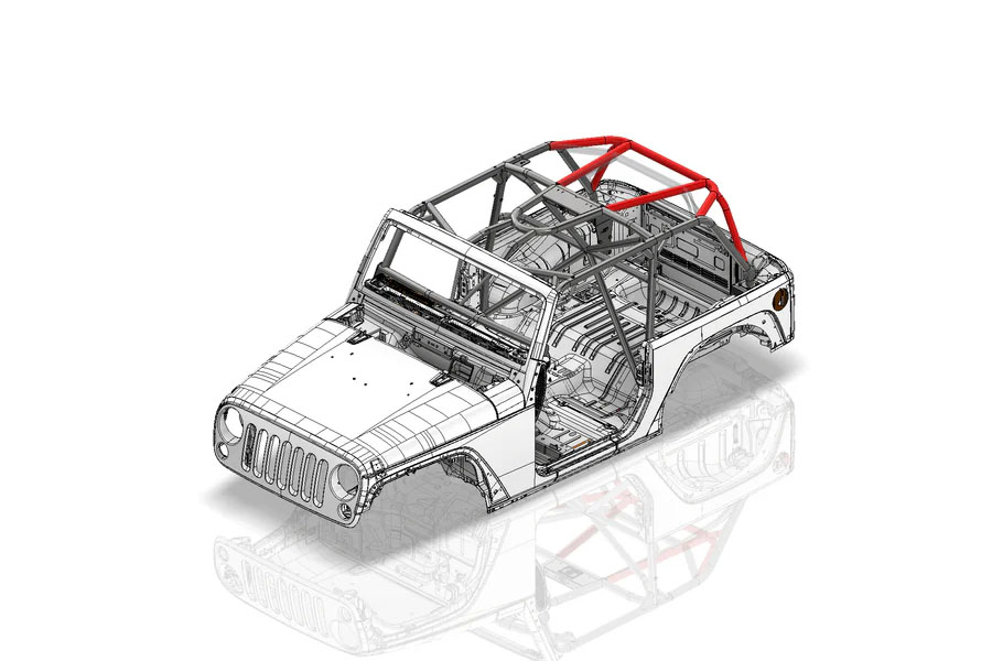 Motobilt Rear Seat Upper Tube Kit Add-On for Door Roll Cage System - JK 2DR