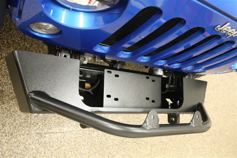Rock Hard 4x4 Patriot Series Steel Stubby Front Bumper w/ Lowered Winch Plate - JK