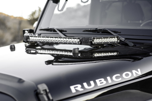 ZROADZ Hood Hinge Mounting Bracket Kit w/ 20in LED Light Bar and Two 6in LED Lights  - JK