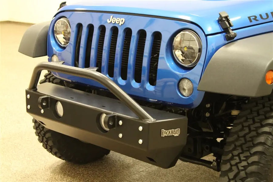 Rock Hard 4x4 Patriot Series Aluminum Grille Width Front Bumper w/ Fog Light Cutouts - JK