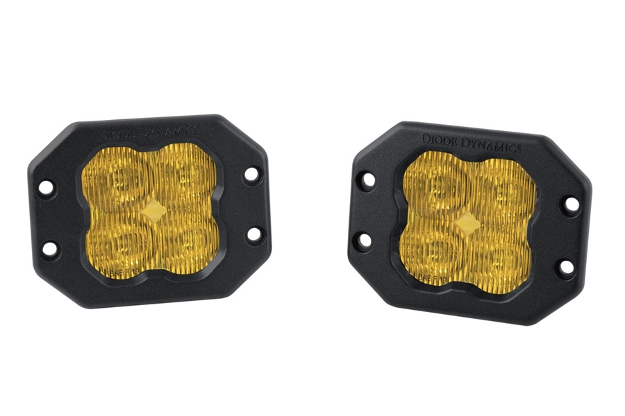 Diode Dynamics SS3 Yellow Pro Flush Mount LED Pod Pair, SAE Driving - Amber