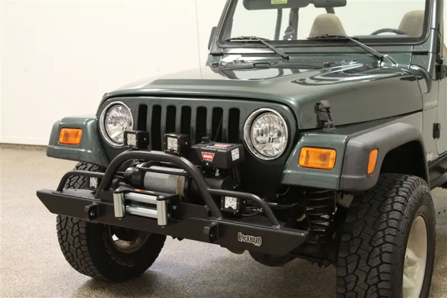 Rock Hard 4x4 Legendary Mid-Width Front Bumper Straight Hoop w/ Tube Extensions - CJ/YJ/TJ/LJ