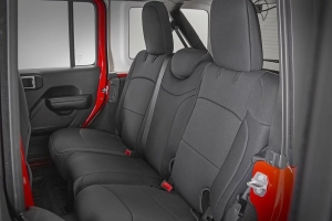 Rough Country Neoprene Seat Cover Set, w/o Armrest - Black - JL 4dr