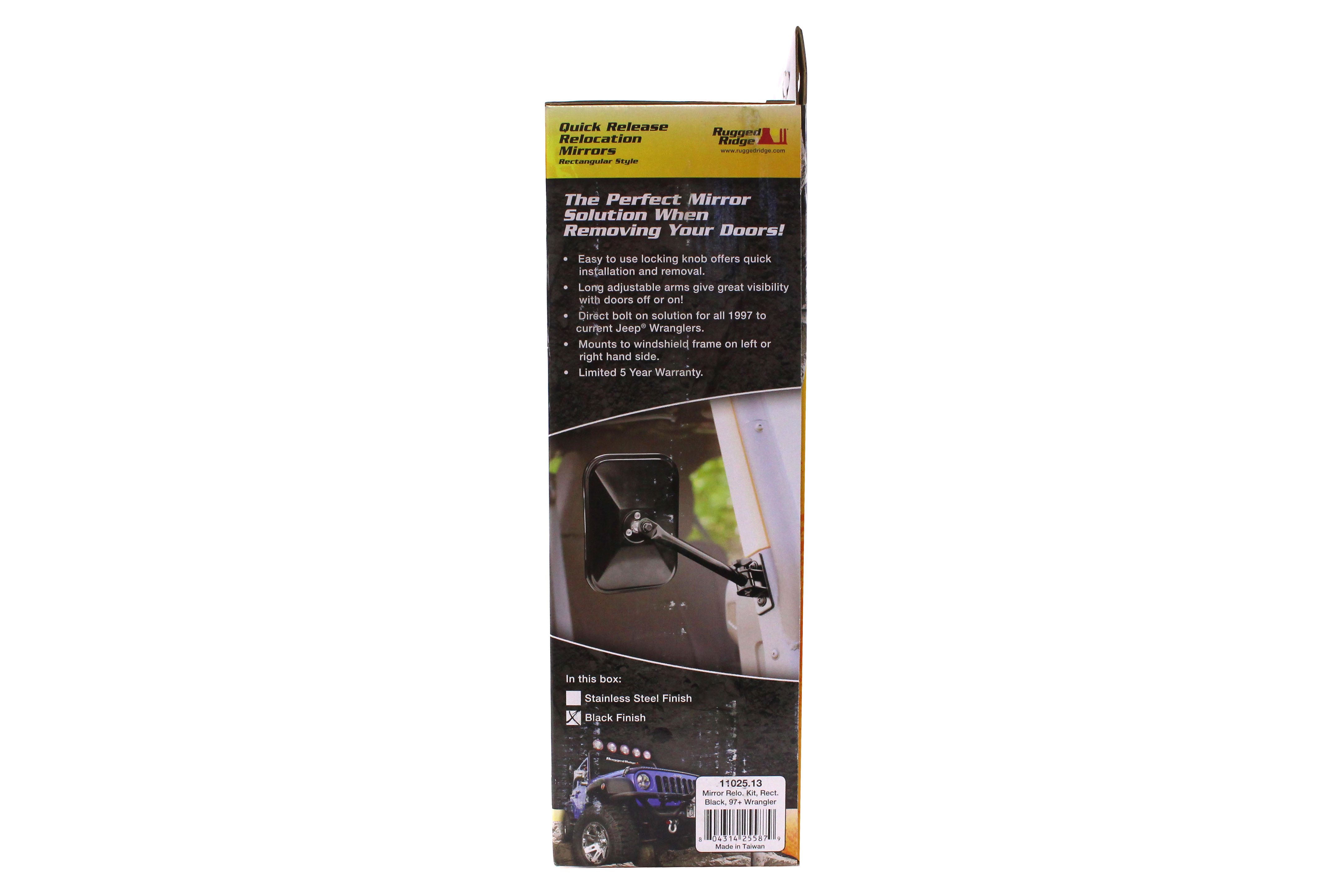 Rugged Ridge Quick Release Side Mirror Gloss Black - JK/TJ/LJ