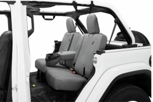 Bestop Rear Seat Covers w/Folding Armrest - Charcoal/Gray - JL 4dr