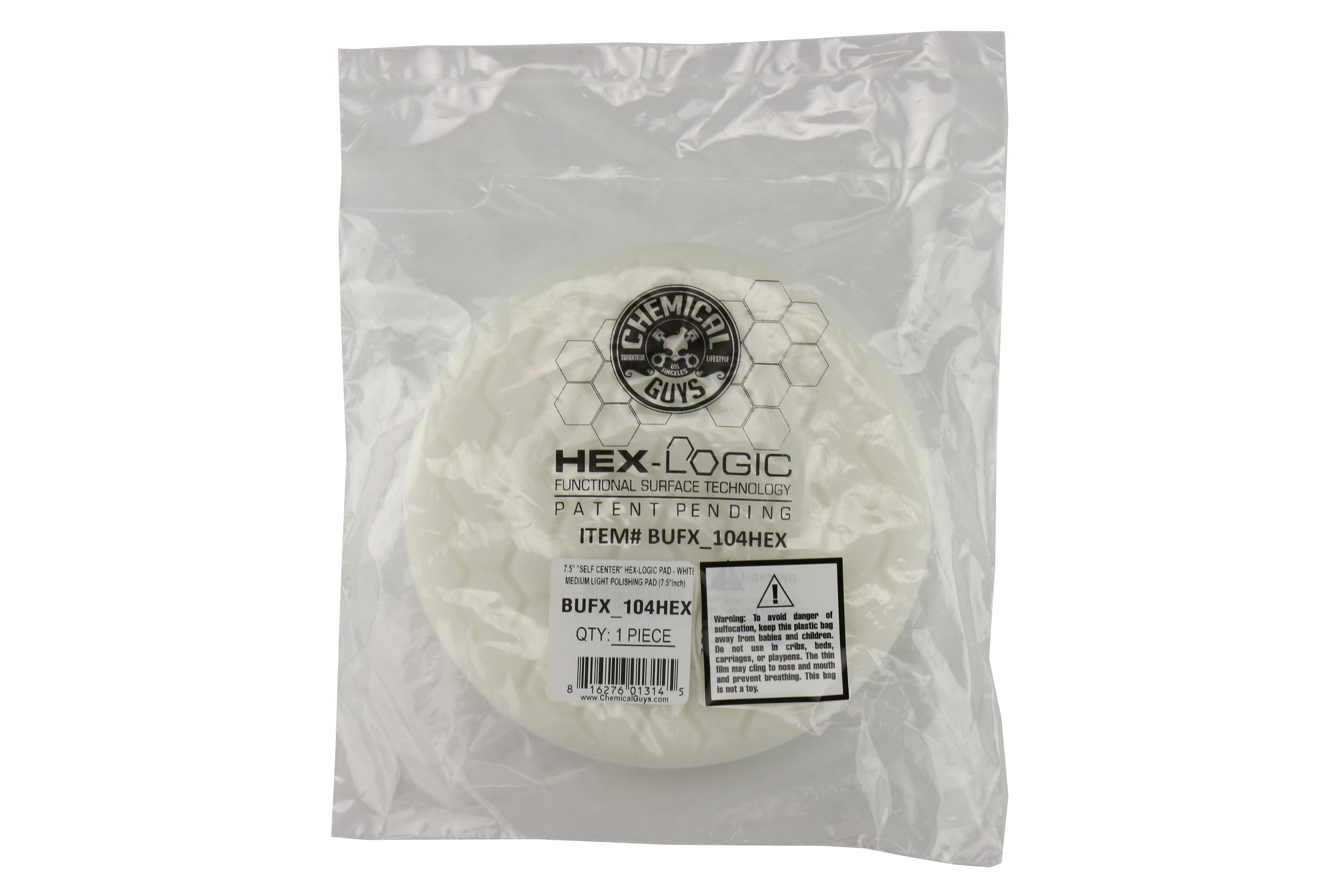 Chemical Guys White Hex-Logic 7.5in Medium-Light Polishing Pad