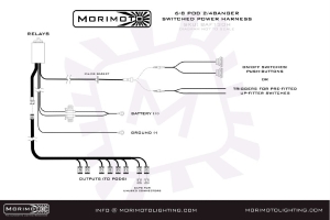 Morimoto BangerBar Multi-Pod Power Harness, Switched Power Harness 2 or 4 Banger Bar, 6-8 Pods