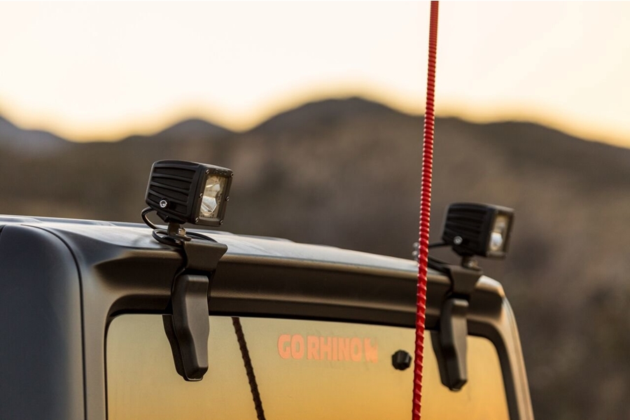 Go Rhino Dual 3in LED Cube Hard Top Rear Light Mounts - Pair - JT/JL