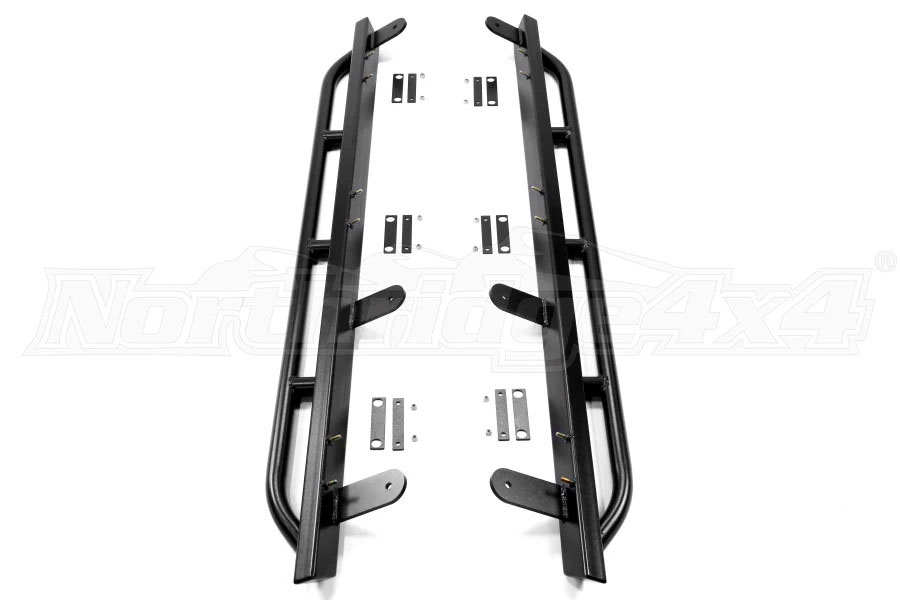 Rock Hard 4x4 Patriot Series Rocker Guards Tube Style - Angled Up - JK 4DR