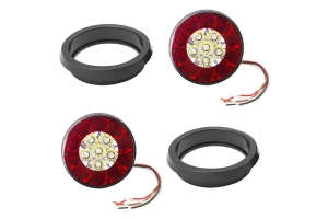 Motobilt 4in Round LED Multi-Purpose Tail Lights w/ Rubber Grommets