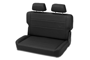 Bestop Trailmax II Fold-N-Tumble Rear Bench Seat - All Vinyl, Black Denim - CJ3/CJ5/CJ7/YJ