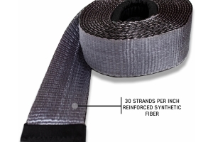 Overland Vehicle Systems Tow Strap 30000 lb. 3in x 30ft Gray With Black Ends AND Storage Bag