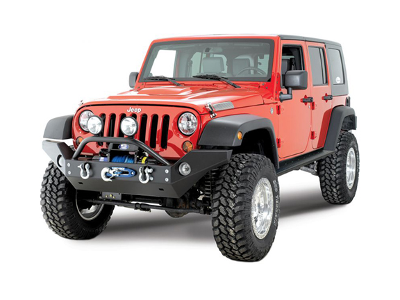 Rock Hard 4x4 Patriot Series Full Width Front Bumper w/Lowered Winch Plate Black - JK