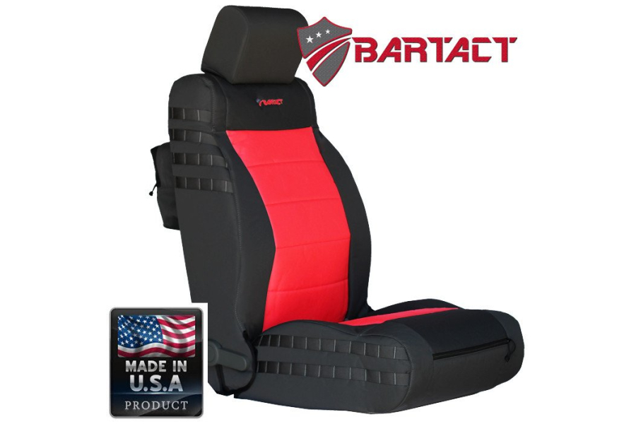 Bartact Tactical Series Front Seat Covers - Black/Red, SRS-Compliant