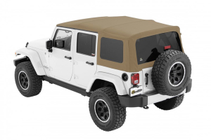 Bestop Supertop NX Soft Top with Tinted Rear & Side Windows, No Doors, Pebble Twill - JK 4DR