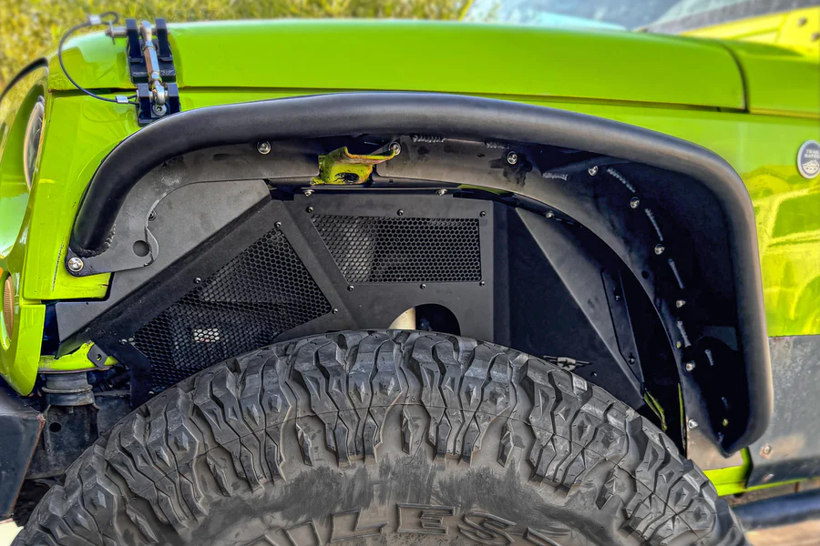 Combat Off Road Max Flow Aluminum Front Inner Fender Liners - Black Powder Coat - JK