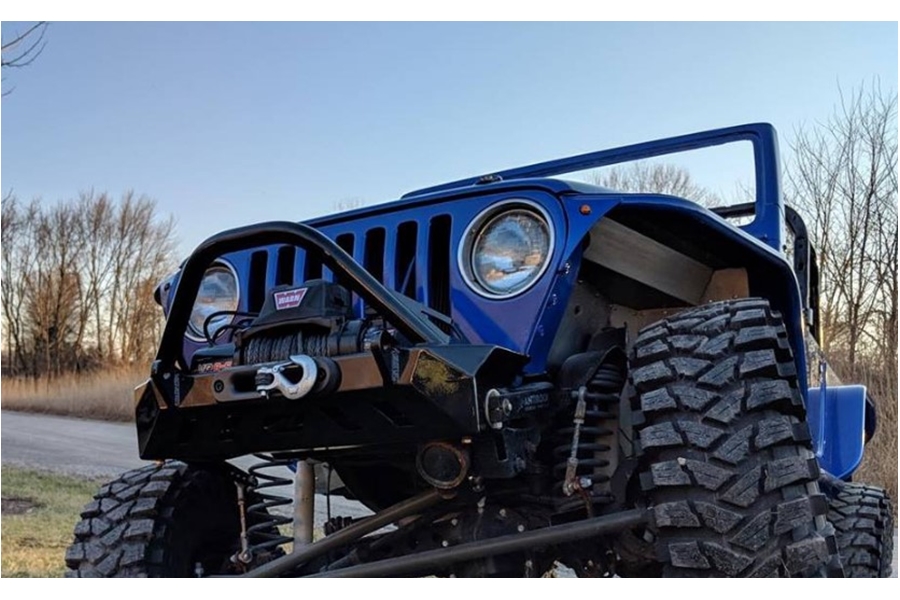 Motobilt Crusher Front Bumper w/ Bull Bar - Bare Steel  - LJ/TJ/YJ
