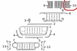 Mopar OEM Grille Insert - Driver Side - JL