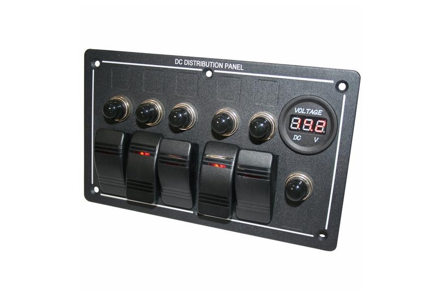 Bulldog Winch 5-Switch Voltmeter Panel w/Breakers