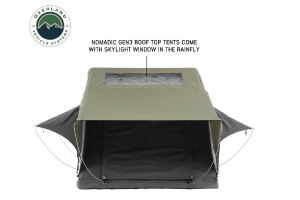 Overland Vehicle Systems Nomadic 4 Extended Roof Top Tent, Gray Body, Green Rainfly