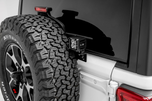 T-REX ZROADZ Rear Tire Carrier Mounting Bracket Kit w/2 - 3in Cube LED Lights and Wire Harness - JL