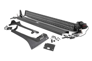 Rough Country Upper Windshield Kit w/ Dual-Row Black Series LED Light Bar - JT/JL