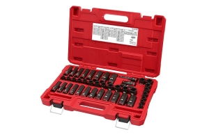 Milwaukee Tool 43Pc Shockwave Impact Duty 3/8in Drive SAE and Metric Deep 6 Point Socket Set