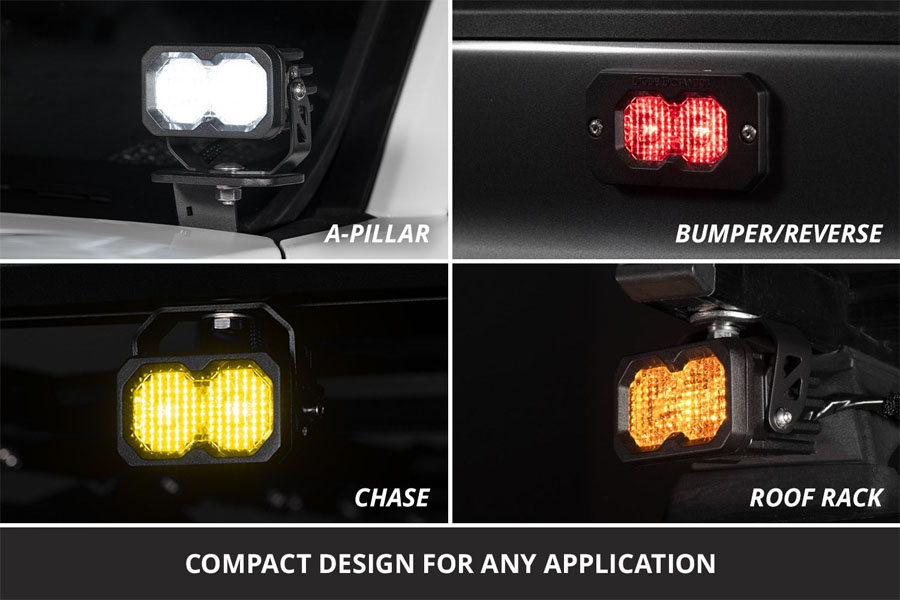  Diode Dynamics C2 2.0 White Sport LED Pod Pair, Combo/Driving - Amber