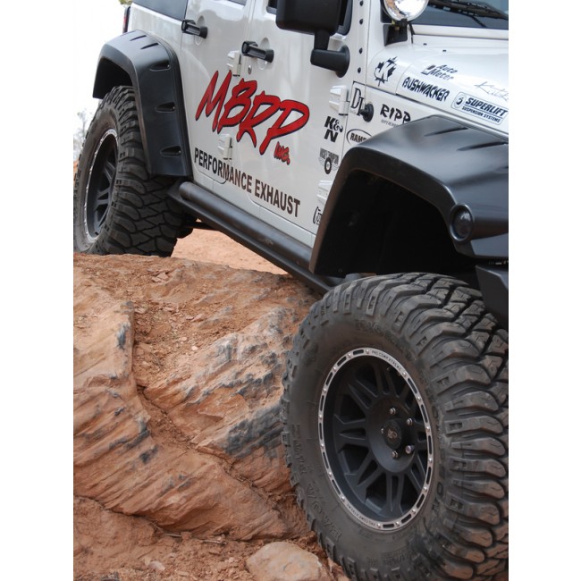 MBRP Off Camber Fabrications Rock Rails LINE-X Coated - JK 4dr