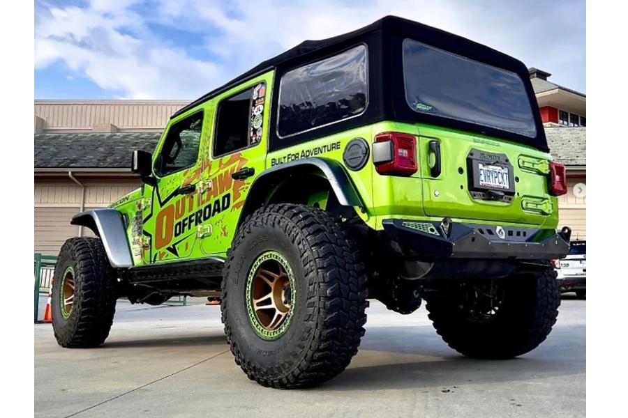 Crawltek Blaze Rear Bumper, w/o Lightbar Cutout - Black - JL