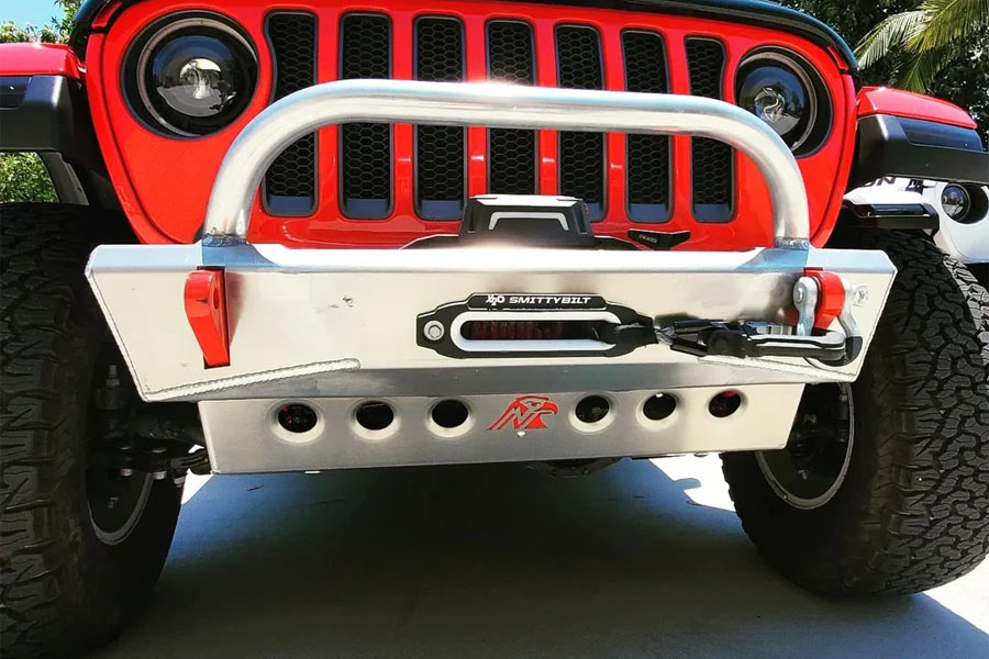 Next Venture Motorsports Featherweight Series Aluminum Front Stubby Bumper & Lower Skid Plate w/ Stinger - Bare - JL/JT