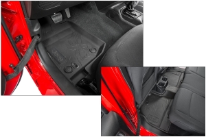 Mopar All-Weather Front and Rear Floor Mats w/ Black Logo - JL 4dr