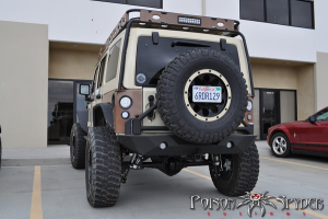 Poison Spyder RockBrawler Rear Bumper w/Tire Carrier and Shackle Tabs Bare - JK