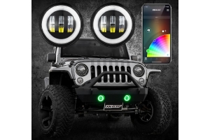XK Glow 4in Black RGB LED Fog Light XKchrome Bluetooth App Controlled Kit - JK